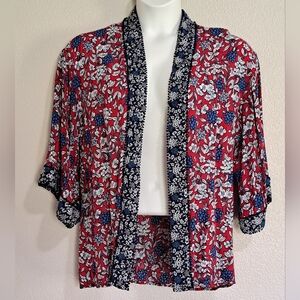 Westport Rayon Floral Kimono Top Beach Cover Up Small